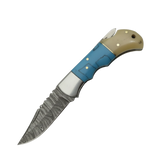 3 Inches Azure Ridge Damascus Folding Knife for Daily Carry