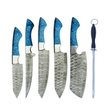 Azure Canyon Damascus Chef Knives Collection