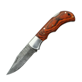 3 Inch Beige Ridge Damascus Folding Knife with Razor Edge