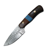 4.1 Inch Canyon Turquoise Damascus Drop Point Fixed Blade Knife
