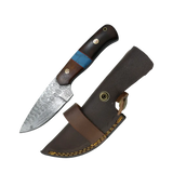 4.1 Inch Canyon Turquoise Damascus Drop Point Fixed Blade Knife - FWOSI