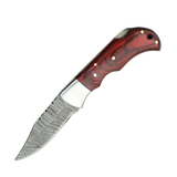 3 Inches Crimson Ridge Damascus Folding Knife with Bold Finish
