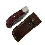 3 Inches Crimson Ridge Damascus Folding Knife with Bold Finish