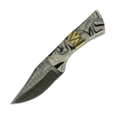 3 Inch Marble Drift Damascus Curved Drop Point Hunting Knife