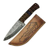 4.5 Inch Azure Ridge Nomad Knife - Premium Quality Damascus Curved Drop Outdoor Tool - FWOSI
