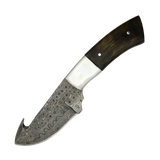 3.5 Inch Savanna Fang Damascus Gut Hook Knife with Sharp Edge