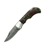 3 Inches Stripe Ridge Damascus Folding Knife with Modern Design