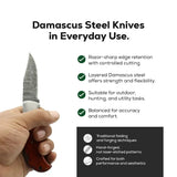 3 Inch Marble Drift Damascus Curved Drop Point Hunting Knife - FWOSI