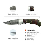 3 Inches Stripe Ridge Damascus Folding Knife with Modern Design - FWOSI