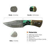 4 Inch Emerald Ridge Damascus Arc Drop Hunter Knife - FWOSI