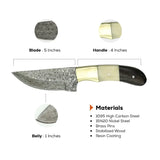 4 Inch Brass Trail Damascus Full Belly Drop Hunter Knife - FWOSI