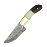 4 Inch Brass Trail Damascus Full Belly Drop Hunter Knife - FWOSI
