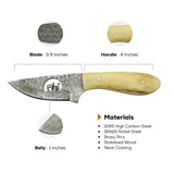 4 Inch Ivory Vista Damascus Full Belly Drop Hunter Knife - FWOSI
