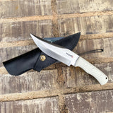 Aesthetic White Stone Handle Bowie Knife with Knife Sheath, 5.5" Carbon Steel Hunting Knives