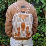 Handmade Unisex Leather Hemp Backpack For Men & Women