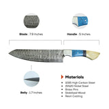 Sapphire Forge Damascus Chef Knife Set for Exceptional Culinary Precision - FWOSI