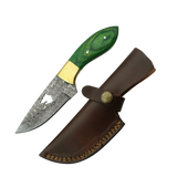 3.8 Inch Emerald Howl Damascus Full Belly Drop Hunter Knife - FWOSI