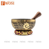 10.5 Inch Meditation Ring Healing Sound Yogi Carving Tibetan Bowl - FWOSI