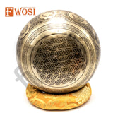 10 Inch Full Moon Yogi Carving Tibetan Antique Singing Bowl - FWOSI