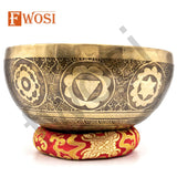 10 Inch Full Moon Yogi Carving Tibetan Antique Singing Bowl - FWOSI