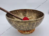 13 Inch Antique Tibetan Singing Bowl with Mallet for Meditation and Relaxation - FWOSI