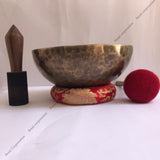 13 Inch Full Moon Tibetan Singing Bowl Set with Mallet & Cushion | Antique Sound Bowl Mindfulness Bell for Yoga, Meditation | Self-Care Gift - FWOSI
