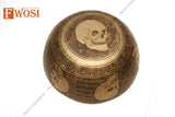 13 Inch Skull Carving Tibetan Singing Bowl, Antique Sound Bowl Set with Mallet & Cushion | Instrument for Chakra Healing, Yoga, Meditation - FWOSI