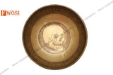 13 Inch Skull Carving Tibetan Singing Bowl, Antique Sound Bowl Set with Mallet & Cushion | Instrument for Chakra Healing, Yoga, Meditation - FWOSI