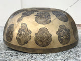 13 Inch Skull Carving Tibetan Singing Bowl Mallet & Cushion | Antique Mindfulness Bell Sound Bowl for Yoga Therapy | Meditation Bowl - FWOSI