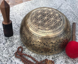 15 Inch Yogi Carving Tibetan Singing Bowl Mallet & Cushion | Antique Sound Bowl Meditation Bell for Yoga | Healing Bowl | Self-Care Gift - FWOSI
