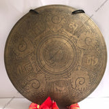 16 Inch Antique Conch Shell Carving Tibetan Gong Mallet & Cushion | Mindfulness Bell Sound Bowl Yoga Therapy | Meditation Gongs - FWOSI