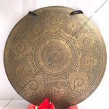 16 Inch Antique Conch Shell Carving Tibetan Gong Mallet & Cushion | Mindfulness Bell Sound Bowl Yoga Therapy | Meditation Gongs - FWOSI