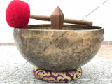 16 Inch Antique Tibetan Singing Bowl with Mallet | Mindfulness Bell Sound Bowl for Yoga | Healing Bowl | Meditation Bowl | Self-Care Gift - FWOSI