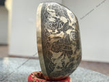 16 Inch Ganesh Carving Tibetan Singing Bowl Mallet & Cushion | Antique Sound Bowl Mindfulness Bell for Yoga Therapy and Meditation - FWOSI