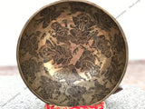 16 Inch Ganesh Carving Tibetan Singing Bowl Mallet & Cushion | Antique Sound Bowl Mindfulness Bell for Yoga Therapy and Meditation - FWOSI