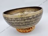 16 Inch Yogi Carving Tibetan Singing Bowl Mallet & Cushion | Antique Sound Bowl Meditation Bell for Yoga | Healing Bowl | Self-Care Gift - FWOSI