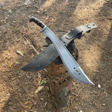 18.5 Inch Hand Forged Survival Machete Knife - Carbon Steel Outdoor Machete - FWOSI