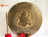 18.5 In Sound Bowls with Ganesh Carving, Mallet & Cushion, Tibetan Singing Gong Healing Bowl for Chakra, Yoga and Meditation, Sound Therapy - FWOSI