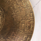 18 Inch Buddha Carving Meditation Bell Gong Mallet & Cushion | Mantra Engraving Healing Sound Bath Tibetan Bowl | Yoga and Relaxation - FWOSI