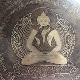 18 Inch Buddha Carving Meditation Bell Gong Mallet & Cushion | Mantra Engraving Healing Sound Bath Tibetan Bowl | Yoga and Relaxation - FWOSI