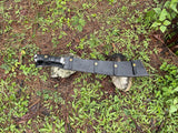18 Inch Hand-Forged Jungle Machete | Decorative Collectible with Leather Sheath - FWOSI