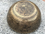 18 Inch Namaste Carving Tibetan Singing Bowl Mallet & Cushion | Antique Mindfulness Bell Sound Bowl for Yoga | Meditation Bowl - FWOSI
