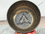 18 Inch Namaste Carving Tibetan Singing Bowl Mallet & Cushion | Antique Mindfulness Bell Sound Bowl for Yoga | Meditation Bowl - FWOSI