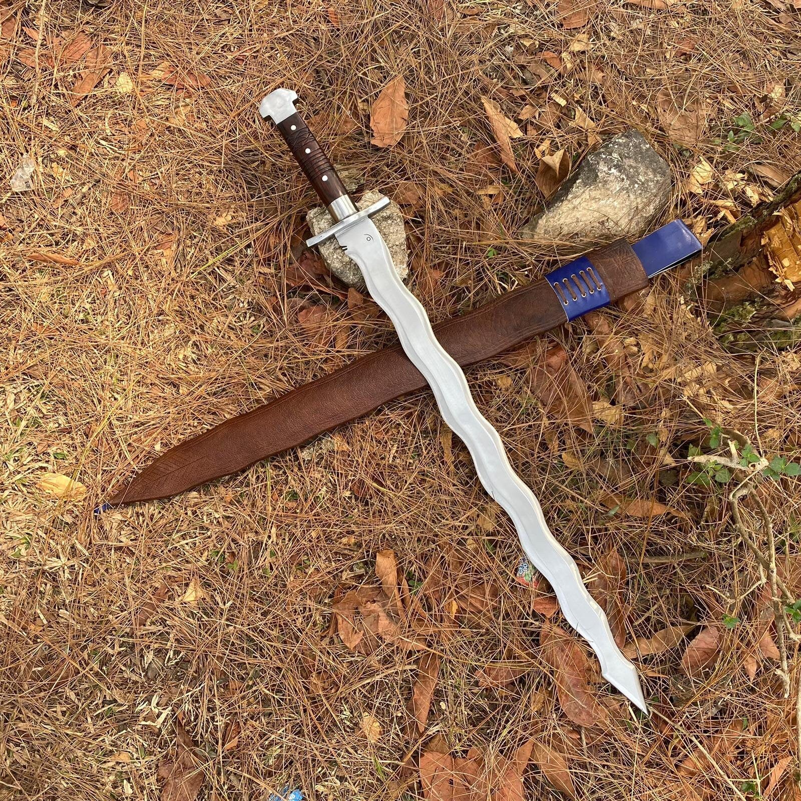 27-Inch Hand-Forged Viking Sword - Decorative Heritage Collectible - FWOSI