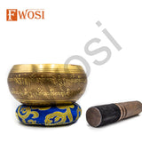 4.5 Inch Kalash Carving Tibetan Singing Bowl | Antique Meditation Ring Healing Sound Bowl | Copper Bowl | Offering Bowl | Mindfulness Gift - FWOSI