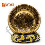 4 Inch Buddha Eye Carving Tibetan Singing Bowl | Antique Meditation Ring Healing Sound Bowl | Copper Bowl | Offering Bowl | Self Care Gift - FWOSI