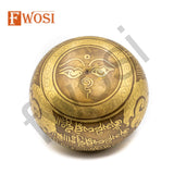 4 Inch Buddha Eye Carving Tibetan Singing Bowl | Antique Meditation Ring Healing Sound Bowl | Copper Bowl | Offering Bowl | Self Care Gift - FWOSI