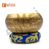 4 Inch Kalash Carving Tibetan Singing Bowl | Antique Meditation Ring Healing Sound Bowl | Copper Bowl | Offering Bowl | Mindfulness Gift - FWOSI
