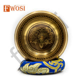 4 Inch Kalash Carving Tibetan Singing Bowl | Antique Meditation Ring Healing Sound Bowl | Copper Bowl | Offering Bowl | Mindfulness Gift - FWOSI