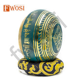 5 Inch Gold and Green Tibetan Singing Bowl Set | Antique Meditation Ring Healing Sound Bowl | Copper Bowl - FWOSI